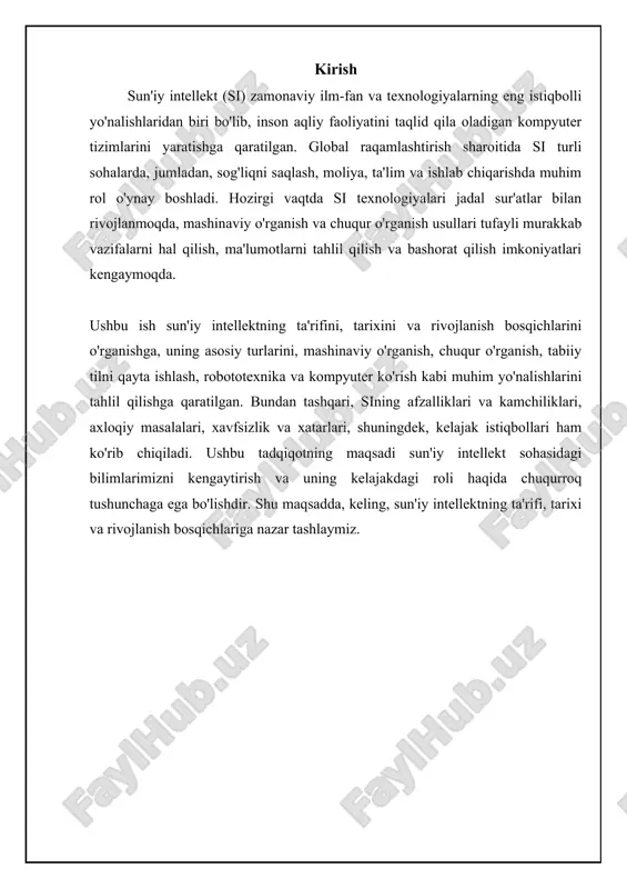 n'iy intellekt odatda ikki turga bo'linadi: kuchsiz si (weak ai) va kuchli si (strong ai). kuchsiz si – bu ma'lum bir vazifani bajarishga mo'ljallangan tizimlar. bu tizimlar o'z vazifalarini inson kabi aqlli tarzda bajara oladi, ammo umumiy intellektga ega emas. masalan, shaxmat o'ynaydigan kompyuter dasturi, ovozni tanib oluvchi assistent yoki spam-xatlarni filtrlash tizimi kuchsiz si ga misol bo'la oladi. kuchsiz si tizimlari faqat o'zlariga yuklatilgan vazifalarni bajarishga qodir va boshqa sohalarda bilimga ega emas. kuchli si esa – inson intellektiga teng yoki undan ustun bo'lgan tizimlarni yaratishga qaratilgan. kuchli si ga ega bo'lgan mashina har qanday intellektual vazifani inson kabi yoki undan ham yaxshiroq bajarishi mumkin. bu nafaqat muammolarni hal qilish, balki o'zini anglash, his-tuyg'ularni his qilish va yangi bilimlarni mustaqil ravishda o'rganish qobiliyatini ham o'z ichiga oladi. hozirgi kunda kuchli si hali nazariy konsepsiya bo'lib qolmoqda va yaratilmagan. biroq, ko'plab tadqiqotchilar bu sohada faol ish olib bormoqdalar va kelajakda …