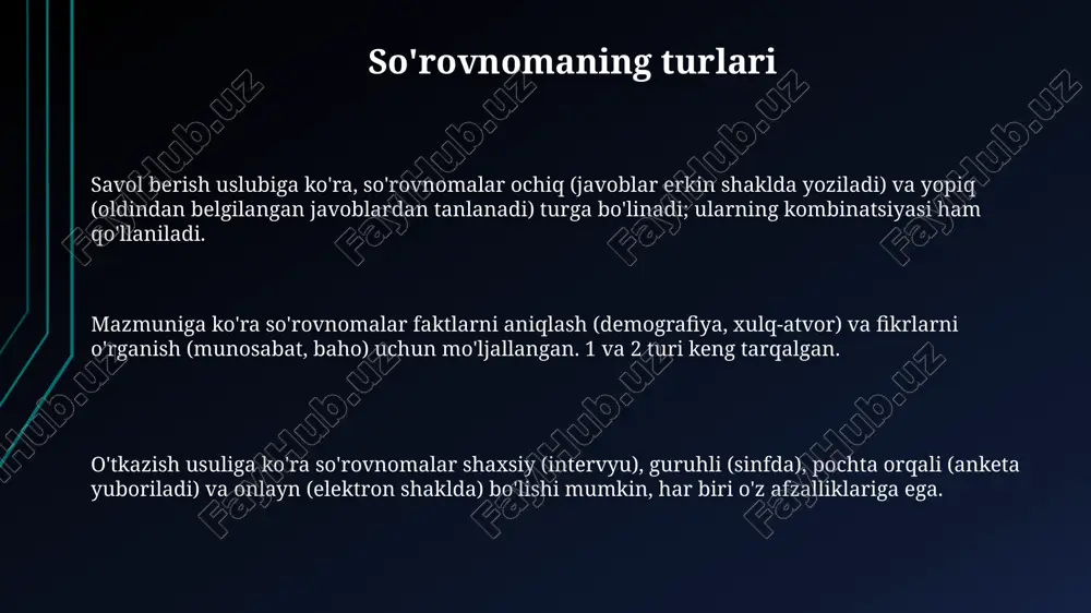 anketalashtirish:turlari,metodlari va unga qoyiladgan asosiy talablar - Page 3