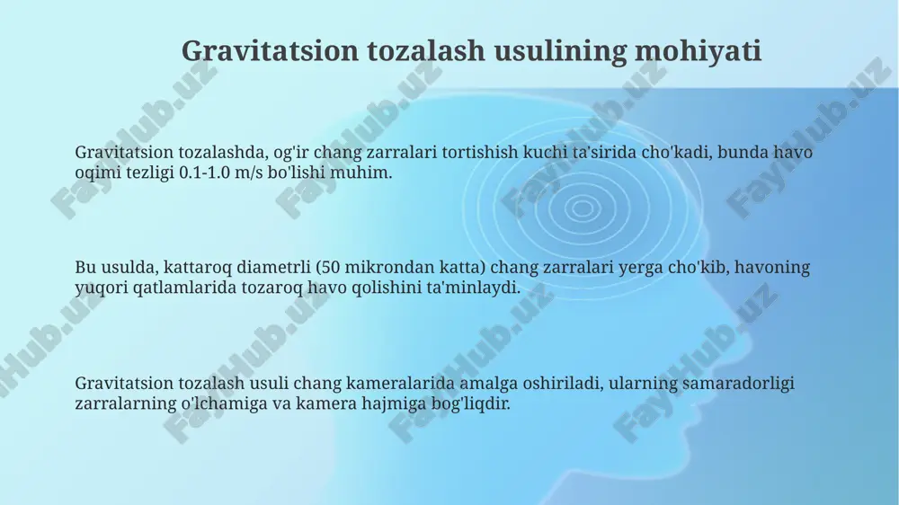 atmosfera havosini yirik chang zarralaridan gravitatsion usul bilan tozalash - Page 3