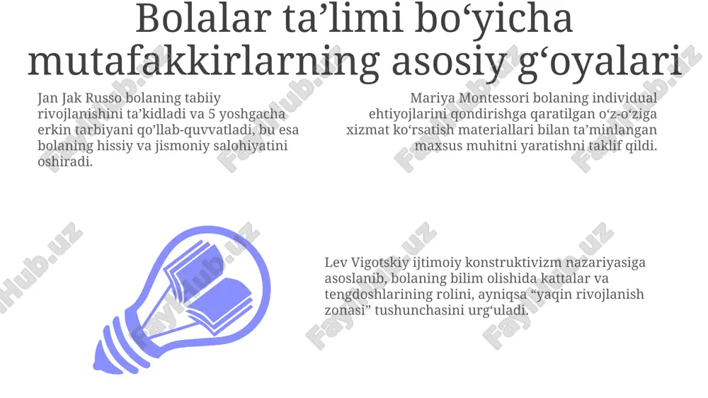 bolalar taʼlimi boʻyicha mutafakkirlarning asosiy gʻoyalari - Page 3