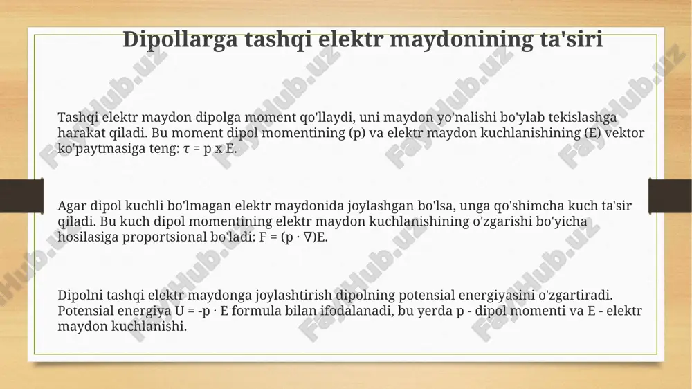 dipollarga tashqi elektr maydonining ta'siri - Page 3