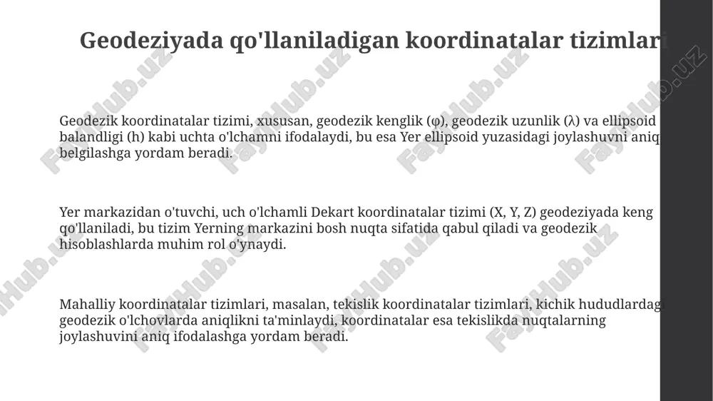 geodeziyada qo'llaniladigan koordinatalar tizimi - Page 3
