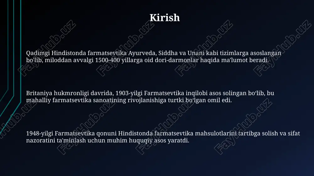 o'plab hindiston farmatsevtika kompaniyalari tadqiqot va ishlanmalarga yalpi savdoning 5-15 foizini sarmoya qilmoqda, bu innovatsion dori vositalarini yaratishga qaratilgan muhim sarmoyadir. hindistonda 800 dan ortiq farmatsevtika korxonalari faoliyat yuritadi, ularning ko'pchiligi ilmiy-tadqiqot ishlari olib boradi, yangi formulalarni o'rganadi va mavjud dorilarni takomillashtiradi. asosiy muammolar va istiqbollar mahalliy tadqiqot va ishlanmalarga sarmoya kiritish 2030-yilgacha global farmatsevtika bozorida 5% ulushga erishishga yordam beradi, bu esa innovatsiyalarni rag'batlantiradi. hindistonda 90% dan ortiq faol farmatsevtika ingredientlari (api) import qilinadi, bu esa etkazib berish zanjiridagi uzilishlar va narx o'zgarishlariga olib kelishi mumkin. hindiston farmatsevtika sohasi bioekvivalenthlik sinovlari kabi tartibga solish muammolariga duch kelmoqda, bu esa generik dori vositalarini tasdiqlashni kechiktirishi mumkin. xulosa hindiston farmatsevtika sanoati 2020-yilda 41 milliard dollarga baholangan bo'lib, generik dori vositalari ishlab chiqarish bo'yicha dunyoda 3-o'rinda turadi. hindiston farmatsevtika sohasida davlat investitsiyalari 2025-yilga qadar 12-13% o'sishi kutilmoqda, bu esa yangi tadqiqotlar uchun imkoniyatlarni kengaytiradi. 2023-yilga kelib, hindiston farmatsevtika eksporti 25 milliard dollardan …