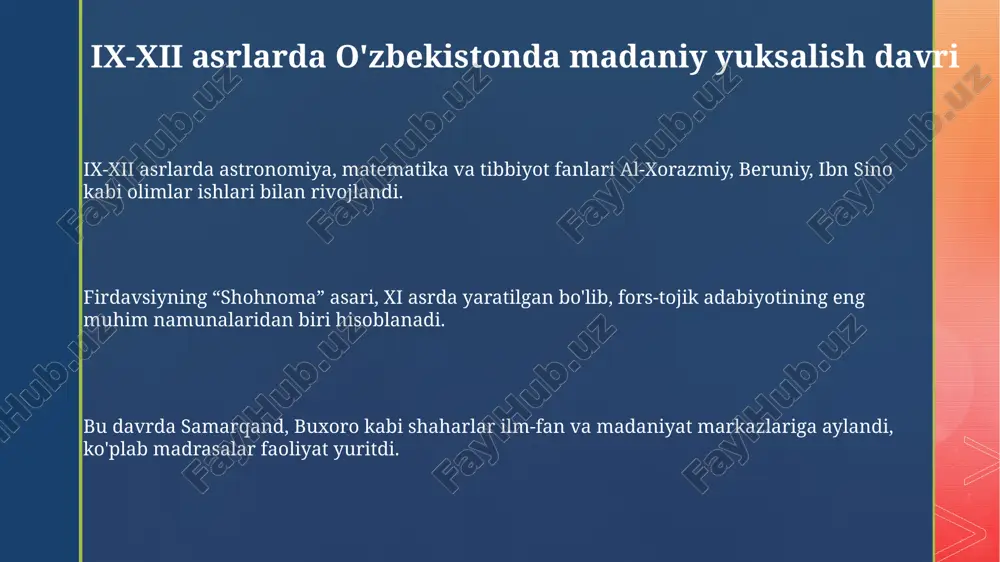 ix-xii asrlarda mamlakatimiz hududida ro‘y bergan madaniy uyg‘onish - Page 3
