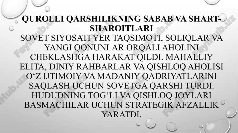 sovet hokimiyati uchun katta sinov bo‘ldi. tarixiy jihatdan, harakat hududning siyosiy, ijtimoiy va madaniy rivojlanishiga ta’sir ko‘rsatdi va turkiston tarixida muhim o‘rin tutdi. e’tiboringiz uchun rahmat image2.png image3.png image4.jfif image5.jfif image6.jpg image1.png /docprops/thumbnail.jpeg