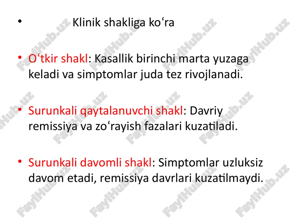 ig‘lanish: yallig‘lanish kuchaygan sari, immun hujayralari (makrofaglar, neutrofillar, limfotsitlar) yallig‘lanish joyiga ko‘payib, uzoq muddat davom etadigan zararlanishni keltirib chiqaradi. bu jarayon ichakda eroziya, yaralar va qon ketishlariga olib keladi. 4. ichak shilliq qavatining zararlanishi: shilliq qavatning yallig‘lanishi: yallig‘lanish jarayoni ichak shilliq qavatining hujayralarini zararlaydi va ularning qayta tiklanish qobiliyatini kamaytiradi. bu holat ichakning gipersekresiyasi (ko‘proq suyuqlik ishlab chiqarilishi), eroziya va ulceratsiyalarni keltirib chiqaradi. to‘qimalar va qon tomirlarining o‘zgarishi: yallig‘lanish jarayonida qon tomirlarining kengayishi va to‘qimalar shikastlanishi kuchayadi. bu esa ichakdagi yallig‘lanishning yanada og‘irlashishiga olib keladi va najasda qon ketishiga sabab bo‘ladi. 5. yallig‘lanishning davomiyligi va og‘irligi: nyk ning surunkali ko‘rinishi bilan, yallig‘lanish jarayonining davomiyligi oshadi va kuchayadi. bunda organizmda yallig‘lanishning turli bosqichlari (faol va remissiya fazalari) bir-birini almashtiradi, bu esa kasallikning og‘irligini oshiradi. 6. o‘zaro aloqalar: nyk ning rivojlanishida atrof-muhit (infeksiyalar, diet, stress) va genetik omillar o‘zaro ta'sir qiladi. bunda immun tizimining o‘ziga xos reaksiyalari va ichak mikrobiotasining holati muhim …
