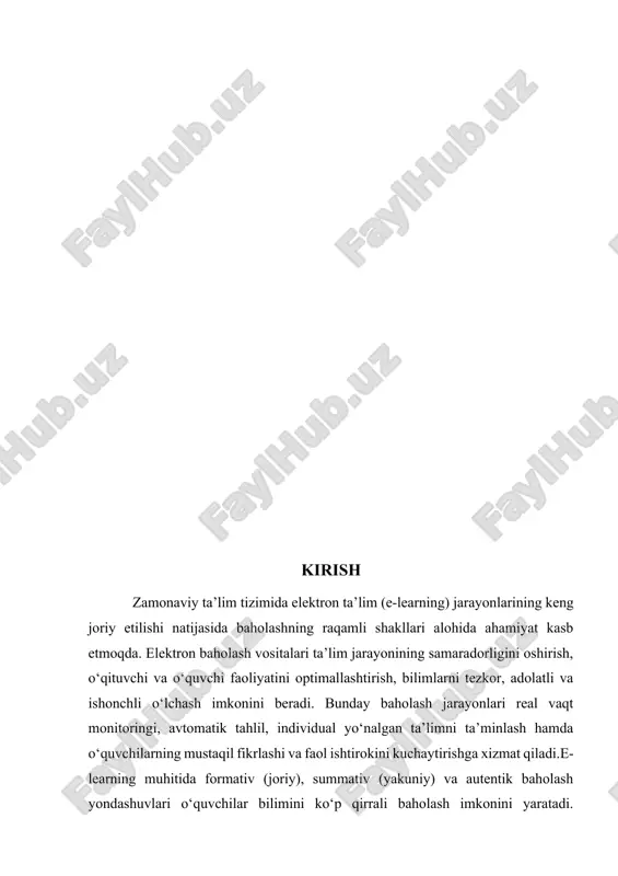 idagi tahlil va tezkor fikr bildirish imkoniyati o‘quv jarayonining sifatini sezilarli darajada oshiradi. umumiy qilib aytganda, elektron ta’limda formativ baholash — o‘quvchilarning o‘quv jarayonidagi faolligini oshiruvchi, ularni mustaqil fikrlash, tahlil qilish va o‘zini baholashga o‘rgatuvchi samarali mexanizmdir. bunday baholash o‘quvchi rivojlanishini doimiy ravishda kuzatib boradi, bilimlarni mustahkamlashga yordam beradi, ta’lim jarayonini moslashtirilgan va shaxsga yo‘naltirilgan shaklda tashkil etish imkonini yaratadi. shu sababli, zamonaviy e-learning tizimlarida formativ baholash metodlari ta’lim sifatini oshirishning muhim omillaridan biri sifatida e’tirof etiladi. summativ baholash va elektron test tizimlaridagi roli elektron ta’lim sharoitida summativ baholash o‘quv jarayonining yakuniy bosqichida o‘quvchilarning bilim, ko‘nikma va kompetensiyalarini umumiy natijalar asosida aniqlashga xizmat qiladi. ushbu baholash turi o‘quv jarayonida qo‘yilgan maqsadlarga qay darajada erishilganligini tahlil qilish, ta’lim samaradorligini baholash hamda o‘quvchilarning yakuniy tayyorgarlik darajasini belgilashda muhim ahamiyat kasb etadi. elektron muhitda summativ baholashning o‘tkazilishi raqamli texnologiyalar yordamida tashkil etilib, bu jarayon baholashning shaffofligi, tezkorligi va ob’ektivligini ta’minlaydi. bugungi kunda turli …