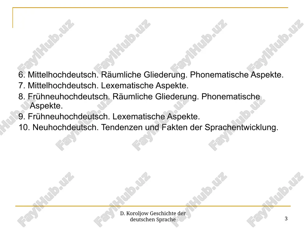 e sprachauffassung begründet. 10 d. koroljow geschichte der deutschen sprache einige jahrzehnte später wird die theorie zur geschichtlichkeit von sprache in den werken von william dwight whitney „language and the study of language“ (1867) und „life and growth of language“ (1875) dargelegt. whitney bezeichnet sprache als ein gesellschaftliches produkt, das historisch überliefert und gewachsen ist. sprache dient dem ausdruck des denkens und dem bedürfnis nach mitteilung. 11 d. koroljow geschichte der deutschen sprache im buch „prinzipien der sprachgeschichte“ von hermann paul (1880) wird die theoretische fundierung und abgrenzung der historischen sprachwissenschaft deutlicher. sprachwissenschaft ist für h. paul zunächst „kulturwissenschaft“, als solche aber „prinzipienwissenschaft“. 12 d. koroljow geschichte der deutschen sprache das standardwerk von alexander bach begreift sprache als „kulturgut“, das unter historischen, geografischen, soziologischen und psychologischen parametern zu betrachten ist. sprache ist demnach an eine „verkehrsgemeinschaft“ gebunden und „spiegelt deren eigenart und schicksale“. 13 d. koroljow geschichte der deutschen sprache …
