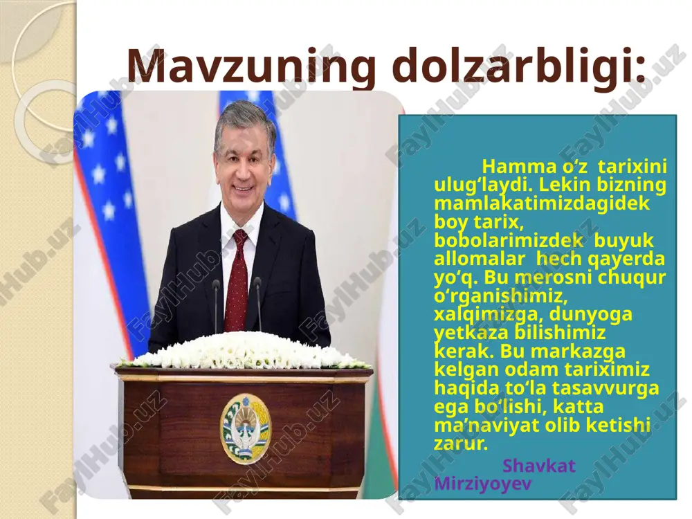 lan bevosita bog‘liqligi va maishiy urf-odatlarini manbalar, hujjatlar, adabiyotlar va sh.mirziyoevning nutqlari, asarlariga tayangan holda holisona yoritishdan iboratdir. mavzuning tadqiqot ob’ekti. . surxon vohasi aholisining ijtimoiy hayotida mahallaning o‘rni, ijtimoiy hayotida oilaviy qadriyatlarning o‘rni hamda oilaviy, jamoaviy marosimlar va uning tarbiyaviy ahamiyatini yoritishga qaratish tadqiqot ob’ekti bo‘lib hisoblanadi. i.bob. surxon vohasi aholisining ijtimoiy hayotida mahallaning o‘rni 1.1.mahalla tizimi va uning o‘ziga xos jihatlari yurtboshimiz sh.mirziyoev: “mahalla xalq bilan davlat o‘rtasidagi ko‘prik bo‘lishi kerak. odamlarning quvonchu tashvishidan doimo xabardor bo‘lish mahallaning asosiy vazifasidir”, - deb ta’kidladilar. “mahalla” atamasi arabcha bo‘lib, “o‘rin-joy”, qavm yoki jamoat ittifoqlikda, o‘zaro bir-birlarini qo‘llab-quvvatlab yashaydagan joyni anglatadi. alisher navoiy o‘zining “hayratul abror” asarida mahallani “mahalla shahar ichidagi shaharcha”dir deb ta’riflaydi. mahalla kichik ma’muriy hudud bo‘lishi bilan birga, turmush tarzi, qadriyatlar, an’analar, urf-odatlar umumiyligi bilan bog‘langan kishilar jamoasi birligidir. chunki bir joyda uyushib yashash turli xil xavf-xatardan himoyalashni osonlashtirgan. shu sababli ovular, qishloqlar va shaharlar paydo bo‘lgan. ayniqsa …