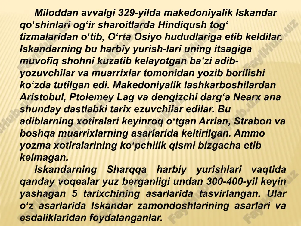 vuziga qarshi uzluksiz kurash olib bordilar. ana shu kurashlarborayotgan bir paytda mil.avv. iii asr boshlarida yarim o‘troq qang‘ davlativujudga keladi. ushbu davlat sirdaryoning o‘rta oqimida yashovchi tub yerliaholini, bir qancha yarim ko‘chmanchi qabilalami va o‘lkalami birlashtiradi. mazkur davlat mil.avv. ii—i asrlarda markaziy osiyoda yirik va kuchli davlatgaaylanadi. bu davrga kelib qang‘ siyosiy birlashmasi sug'diyona va xorazmgao‘z hukmronligini o‘tkazadi. toshkent vohasi vajanubiy qozog‘iston choilarida yashagan xalq hamdadavlat xitoy solnomalarida qang‘uy (kangyuy) deb atalgan. solnomalardagiqang'lar haqidagi dastlabki ma’lumot xitoy tarixining otasi sima syan (mil.avv.145-86-yillar) ning xotiralarida uchraydi. sima syan o‘z asarida qang‘larningjoylashuvi, harbiy kuchi, urf-odati, ularga qarashli yashovchi xalqlar haqidaqisqacha ma’lumot beradi. qang‘uylar haqida batafsil ma’lumotlar to‘ng‘ichxan sulolasining tarixi (mil.avv. 206 - milodiy 25-yillar)ni o‘zida aks ettirgan“tsyan xan shu” (96-bobi) xitoy tarixchisi ban-gu tomonidan yozilgan. ushbutarixiy asarda qanglarning joylashgan hududlari va harbiy kuchlaridan tashqariularning soni, markaziy shaharlari, chorva mollari, ularga bo'ysunadiganviloyatlar hamda qo‘shni xalqlar va davlatlar bilan bo‘lgan munosabatlar haqidama’lumotlar berilgan. g‘arbiy …