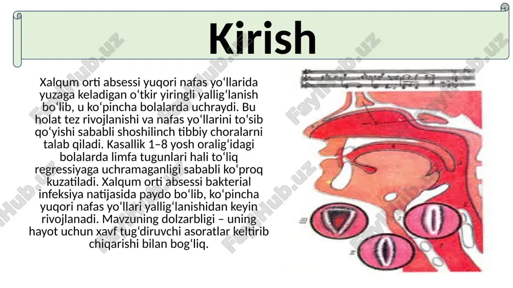 qlash vazirligi klinik protokollari. 2. oliy ta’lim uchun “otorinolaringologiya” qo‘llanmasi. 3. shifoxonalar uchun favqulodda tibbiy yordam standartlari. 4. pediatriya bo‘yicha xalqaro ilmiy maqolalar to‘plami. 5. yuqori nafas yo‘llari infeksiyalari bo‘yicha klinik qo‘llanmalar. foydalanilgan adabiyotlar image1.jpeg image2.jpeg /docprops/thumbnail.jpeg