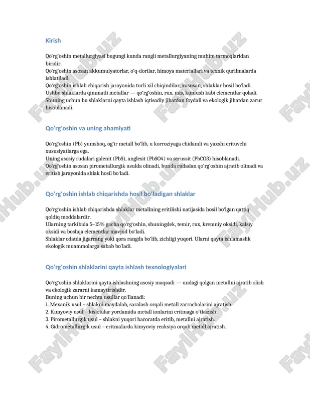 qo‘rg‘oshin eritish shlaklarini qayta ishlash - Page 3