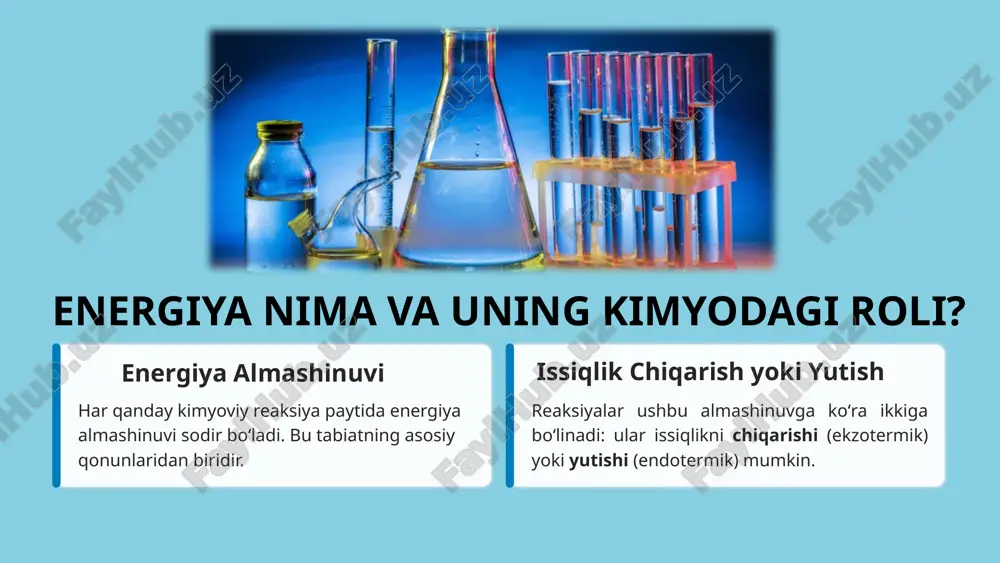 i. kimyoviy reaksiyalar doimo energiya almashinuvi orqali sodir boʻladi. bu bilim nafaqat darslik uchun, balki atrofimizdagi dunyo va turli texnologik jarayonlarni chuqurroq tushunishga yordam beradi. 11 image1.png image2.png image3.png image4.png image5.png image6.png image7.png image8.png image9.png image10.png image11.png image12.png image13.png image14.png image22.png image15.png image16.png image17.png image18.png image19.png image20.png image21.png image23.png