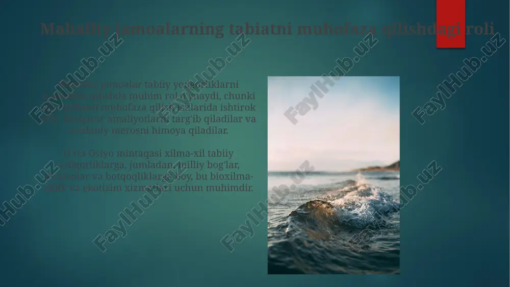 udi bo'lib, turli xil landshaftlar, madaniyatlar va tarixlarni o'z ichiga oladi. tabiiy yodgorliklar turizm, tadqiqot va tabiatni muhofaza qilish uchun imkoniyatlar yaratadi va bu noyob hududning biologik xilma-xilligini saqlashning ahamiyatini ta'kidlaydi. xulosa. tabiiy mo''jizalarni kelajak avlodlar uchun saqlab qolish, ularning ekologik butunligini va ular o'zida mujassam etgan madaniy merosimizni himoya qilish uchun konservatsiya harakatlari juda muhim. baland tog'lardan qadimiy o'rmonlarigacha bo'lgan bu yodgorliklar nafas qisuvchi go'zallik va ilmiy ahamiyatga ega bo'lib, muhim ekotizimlar va madaniy va tarixiy ahamiyatga ega manbalar bo'lib xizmat qiladi. hudud ichidagi tabiiy yodgorliklarning kelajagi o'rta osiyo mintaqasi baland tog'lardan qadimgi o'rmonlarga qadar tabiiy yodgorliklarning boy xilma-xilligini o'zida mujassamlashtirgan. hudud iqlim o'zgarishi, ifloslanish va barqaror bo'lmagan rivojlanish tahdidlari bilan duch kelmoqda, bu tabiiy yodgorliklarni xavf ostiga qo'ymoqda. ta'lim va ong o'rta osiyo mintaqasi o'ziga xos geologik shakllar, toza o'rmonlar va xilma-xil yovvoyi tabiatni o'z ichiga olgan turli xil tabiiy yodgorliklarga ega. hududdagi tabiiy yodgorliklar haqida ma'lumot va …