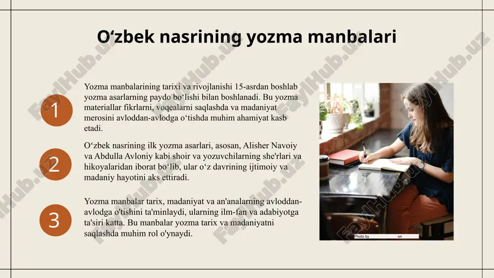 ruh bilan bog‘liq bo‘lishi, shuningdek, xalq og‘zaki ijodida rivojlanganligidir. o‘zbek epik asarlarida milliy tarix va madaniyatni yodga soladigan janglar, qahramonlar va ma'naviy qadriyatlar mujassam bo‘ladi. bu asarlar xalqning ma'naviy dunyosini ochib beradigan madaniy meros bo‘lib, ularning xalq madaniyatidagi o‘rni katta. ular orqali milliy identitet, ma'naviy qadr-qimmat va tarixiy xotira avloddan-avlodga o'tadi. photo by milles studio on unsplash dostonlar va epik asarlar: asosiy farqlar har bir janrning o'ziga xos xususiyatlari dostonlar og'zaki xalq ijodi bo'lib, madaniyat va tarixiy tajribani saqlashga qaratilgan. ular oddiy til va xalq uslubida yoziladi. epik asarlar esa yozma, rasmiy va adabiy tarzda bo'lib, kengroq mavzular, jumladan, milliy tarix va qahramonlikni qamrab oladi. dostonlar odatda og'zaki xalq san'ati bo'lib, tarix, qadriyatlar va diniy mavzularni ifoda etadi. epik asarlar esa kengroq madaniy va tarixiy mavzularni qamrab, xalqi ruhiyatiga katta ta'sir ko'rsatadi. xalq dostonlarining zamonaviy ahamiyati zamonaviy hayotda xalq dostonlari o'zining muhim o'rnini saqlamoqda. ular milliy madaniyatimizning ajralmas qismi bo'lib, …