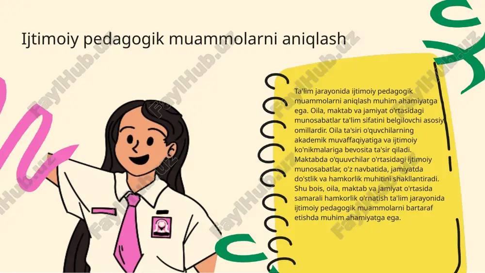 arayonida innovatsion metodlar va yondashuvlar orqali amalga oshirilishi mumkin. o'quv jarayonida muammolarni aniqlash va ularni hal etish uchun interaktiv o'qitish usullari, loyiha asosida o'qitish va guruhiy ish kabi yangi metodlarni joriy etish zarur. ushbu yondashuvlar o'quvchilarning ijtimoiy qobiliyatlarini rivojlantirishga, ularda mustaqil fikrlash va muammolarni hal qilish qobiliyatini shakllantirishga yordam beradi. kelajakda, ta'lim jarayonida ushbu metodlarni kengaytirish va o'quvchilarni amaliy faoliyatga jalb etish orqali ijtimoiy pedagogik muammolarni samarali hal qilish imkoniyatlari mavjud. taʼlim va ijtimoiy integratsiya taʼlim va ijtimoiy integratsiya o'rtasidagi bog'lanishlar ta'lim jarayonida muhim ahamiyatga ega. ijtimoiy integratsiya, talabalarning ijtimoiy ko'nikmalarini rivojlantirishda, turli ijtimoiy qatlamlar o'rtasida muloqot va hamkorlikni kuchaytirishda muhim rol o'ynaydi. bu jarayon, ta'limning sifatini oshirishga, teng imkoniyatlar yaratishga va ijtimoiy adolatni ta'minlashga yordam beradi. shuningdek, ijtimoiy integratsiya ta'lim muassasalarida ijtimoiy muammolarni hal qilish va talabalarning ijtimoiy mas'uliyatini oshirishda hamda ularni ijtimoiy hayotga faol jalb etishda muhim ahamiyatga ega. ijtimoiy muammolar taʼlimda ijtimoiy muammolar taʼlim jarayoniga salbiy taʼsir …