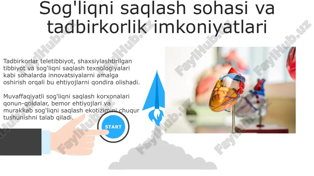 va bo'shliqlarni aniqlash bozor bo'shliqlari va innovatsiya uchun imkoniyatlarni tahlil qiling. qondirılmagan sog'liqni saqlash ehtiyojlarini va bemorlarning qiyinchiliklarini aniqlash. "llc" yoki "korporatsiyalar" kabi huquqiy tuzilmalar shaxsiy javobgarlikni himoya qiladi. hipaa qoidalari va bemorlarning shaxsiy ma'lumotlarini himoya qilish eng muhimdir. huquqiy va axloqiy jihatlar ma'lumotlar maxfiyligi va xavfsizligi ma'lumotlar maxfiyligi va xavfsizligi: nozik bemor ma'lumotlarini himoya qilish eng muhim, buning uchun kuchli xavfsizlik choralarini ko'rish va qonun hujjatlariga muvofiqlikni ta'minlash kerak. sog'liqni saqlash sohasi: sog'liqni saqlash sanoati misli ko'rilmagan qiyinchiliklar va imkoniyatlarga duch kelmoqda, bu strategik rejalashtirishni, samarali ish yuritishni va bemorga yo'naltirilgan g'amxo'rlikka e'tibor qaratishni talab qiladi. sog'liqni saqlash sohasi: sog'liqni saqlash sanoati misli ko'rilmagan qiyinchiliklar va imkoniyatlarga duch kelmoqda, bu strategik rejalashtirishni, samarali ish yuritishni va bemorga yo'naltirilgan g'amxo'rlikka e'tibor qaratishni talab qiladi. qiymat taklifingizni va maqsadli bozoringizni aniqlash biznes modelingizni va faoliyatingizni samaradorlik va qonunchilikka muvofiqlikka yo'naltiring. ideal mijozlaringizni aniqlang: demografik ma'lumotlar, ehtiyojlar va muammolar. sog'liqni saqlash start-up …