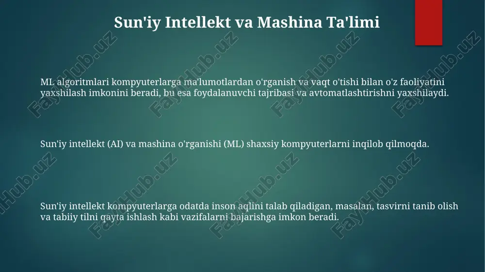 i yaxshilaydi. kiberxavfsizlik haqida xabardorlik va o'qitish: xatarlarni kamaytirish uchun foydalanuvchilarni eng yaxshi amaliyotlar va tahdidlar haqida o'rgatadi. doimiy yangilanishlar va yamoqlar: zaifliklarni bartaraf etish uchun operatsion tizimlar va dasturlarni yangilangan holda saqlang. e'tiboringiz uchun rahmat @taqdimot_robot image1.png image2.png image3.png image4.png image5.png image6.png image7.png image8.png image9.png image10.png