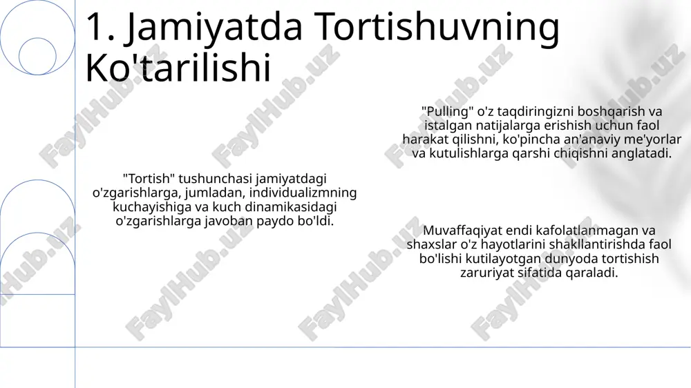 ish manipulyatsiya shakli boʻlib, koʻpincha shaxsiy foyda uchun ishlatiladi. 11. "tortishning axloqi" kundalik hayotda itarish harakatlarining ustunligi sababli tortish mashqlarining paydo bo'lishi muvozanatli tana tuzilishini yaratish zarurati edi. tortish mashqlari to'g'ri turishni saqlash, jarohatlardan himoya qilish va sport natijalarini yaxshilash uchun zarur. tortishning kamchiliklari mushak muvozanatsizligiga, jarohat xavfini oshirishga va sport rivojlanishining cheklanishiga olib kelishi mumkin. 12. tortishning kamchiliklari e'tiboringiz uchun rahmat @taqdimot_robot image1.png image2.png image3.png image4.png image5.png image6.png image7.png image8.png image9.png image10.png image11.png image12.png image13.png