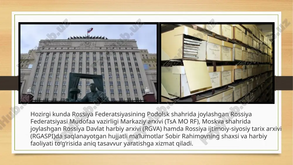 harbiy tribunali tomonidan ayblov hukmi e’lon qilinadi. qamoqqa olingan 33 nafar o‘zbek harbiyi quyidagi “jinoyat”larni sodir etganlikda ayblanadilar: artilleriya qismlarini yo‘q qilish; siyosiy buzg‘unchilik; harbiy aslahalar, otlarni atayin yaroqsiz holga keltirish; jangovar mashinalarni qasddan ishdan chiqarmoq; artilleriya ombori va snaryadlarni portlatishga tayyorgarlik ko‘rish; polk otlariga qasddan shikast yetkazish va yo‘q qilish. aslida sobir rahimov va uning hamkasblariga o‘zbekiston ssr jinoyat kodeksining 57-2, 63, 64 va 67-moddalari bo‘yicha nohaq qo‘yilgan ayblovlar 1937—1938-yillar uchun juda jiddiy ayblov sanalar, mazkur modda bilan ayblangan shaxs oliy jazoga hukm etilar yoki uzoq muddat mehnat tuzatish lageriga surgun qilinar edi. ikkinchi jahon urushi bo‘lg‘usi qahramonining qatag‘on tegirmonidan chiqib ketishining asosiy sabablaridan biri qamoqqa olingan 33 nafar harbiy mutaxassisdan bittasi sobir rahimov bosh bo‘lgan 42-otliq polkidan bo‘lib, bu boshqa harbiy qismlarga nisbatan juda kichik ko‘rsatkich edi. ikkinchidan, mazkur jarayonda asosiy e’tibor 19-o‘zbek tog‘-otliq diviziyasining artilleriya divizioni hamda diviziyaning yetakchi rahbarlariga qaratilganligi sababli sobir rahimov va boshqa diviziya …