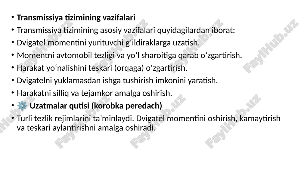 transmissiya tizimi va uning vazifalari - Page 3