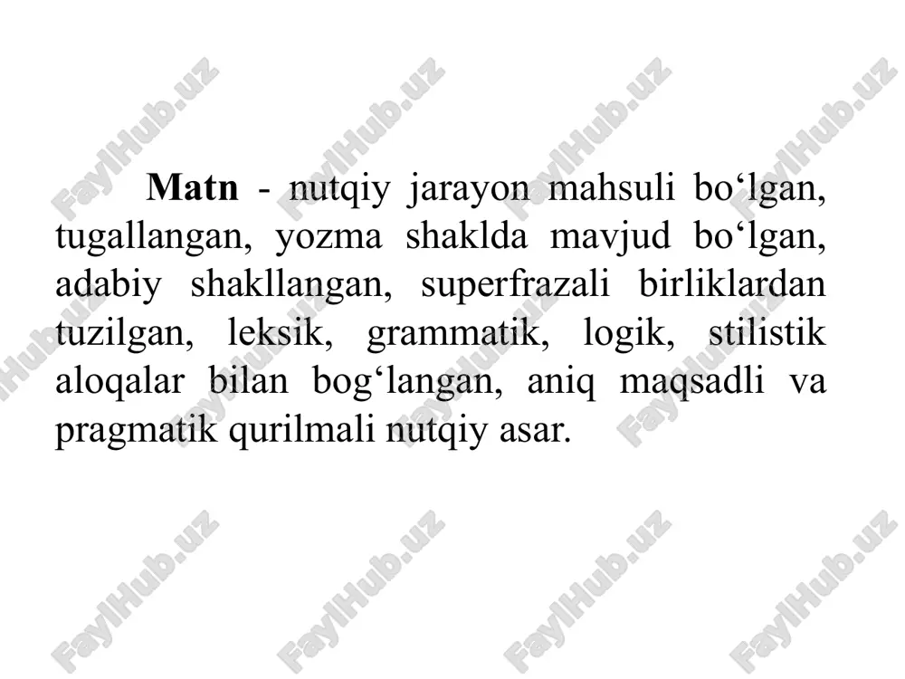 surlaridan ham foydalaniladi. monologik matn turlari 1. hikoya matni. 2. muhokama matni. 3. tasviriy matn. topshiriq. matnni o‘qing, dialogning qurilishiga e’tibor qarating. ... alisher o‘rtog‘ining aytganini eshitmadi shekilli: ov qilmoq, merganlik — ermak narsa, lekin eng zo‘r zaruriyat maktabdir. turmushning ko‘p sirlarini maktab o‘rgatadi. suhbatning bunday keskin o‘zgarganidan shoshib, bir on jim qolgan bolalarning kattarog‘i: kim o‘rgatdi senga bu gaplarni? — deb so‘radi alisherga tik qarab. bilaman-da, otam hamisha:”olim odam xor bo‘lmaydi”,— deydilar. (oybek) topshiriq. matnlarni o‘qing, matndagi fikrlarga o‘z munosabatingizni bildiring. orol va qit’a insoniyat orol emas, qit’a bo‘lib yashashni o‘rgansa, ko‘p balolarning oldi olingan bo‘lardi. so‘z mas’uliyati maktab o‘qituvchisining so‘zi o‘ttiz bolaga yetib boradi. universitet domlasining so‘zi yuz talabaga yetib boradi. notiqning so‘zi ming tinglovchiga yetib boradi. qalamkashning so‘zi bir yo‘la o‘n ming, yuz ming kitobxonga yetib boradi. demak, uning so‘z mas’uliati ham boshqalarnikidan ming marta ortiqroqdir. ( o‘. hoshimov) topshiriq. matnni o‘qing, matn yuzasidan fikrlaringizni bayon eting. …
