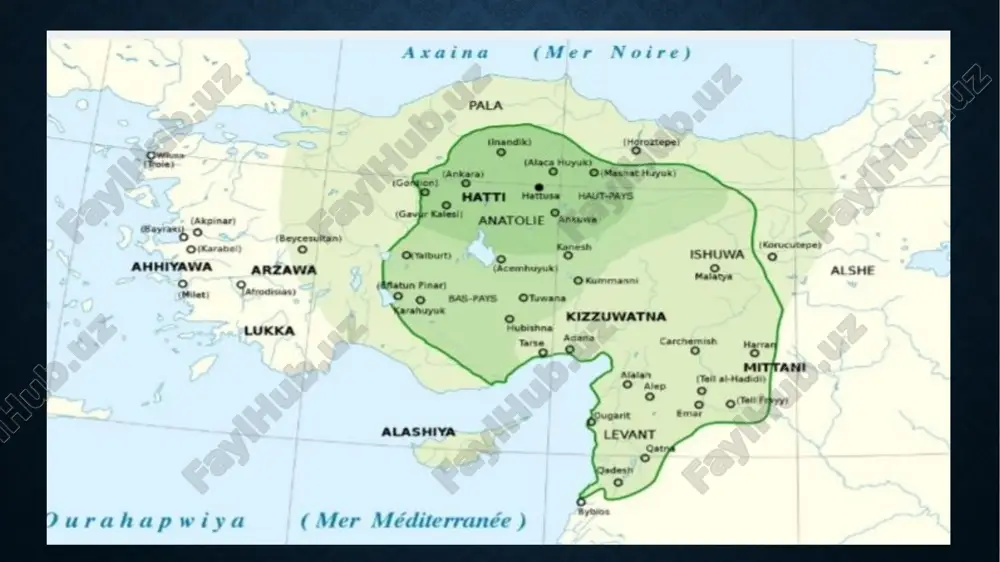 asini ta’qib ostiga olish va mol-mulkini musodara qilish huquqidan mahrum edi. tadqiqotchilar, bu davrni (er. avv. xviiii- er. avv. xvi asrlar) qadimgi xett podsholigi davri deb hisoblaydilar. telepin va uning o`g`li hukmronligidan so`ng, xett davlatining tushkunlik davri boshlanadi. bu davr o`rta xett podsholigi davri (er. avv. xv asr ) deb nom oladi. bu davrda xett podsholigining ahvoli yana og`irlashadi. bir asr davomida xett davlati va jamiyati go`yoki tushkunlikni boshdan kechiradi. protoxettlar va ularga til jihatidan yaqin turgan palaylar old osiyoning boshqa eng qadimgi qabilalariga qarindosh bo‘lgan bo‘lishi ham mumkin. urug‘ tillaridan qabila tillariga, qabila tillaridan xalqlar tillariga va xalqlar tillaridan mil.iy tillarga qarab taraqqiy qilish masalasiga kelsak, hamma yerda va taraqqiyotning hamma bosqichlarida jamiyatdagi odamlarning aloqa vositasi bo‘lgan til shu jamiyat uchun umumiy va yagona til bo‘lib kelgan. mil.avv. iii mingyillikda xett davlatining paydo bo‘lish arafasida kichik osiyoda yashagan eng qadimgi aholi orasida keng tarqalgan til protoxett tili bo‘lgan. kappadokiya …
