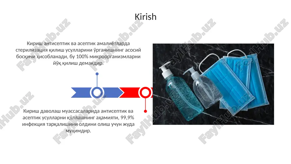 lanishlarining oldini olish uchun. antiseptik eritmalarni suyultirish bo'yicha ishlab chiqaruvchining ko'rsatmalariga qat'iy rioya qiling, chunki noto'g'ri konsentratsiya samaradorlikni kamaytirishi yoki toksiklikni oshirishi mumkin. antiseptika va aseptikaning ahamiyati antiseptikalar teridagi mikroorganizmlarni yo'q qilish orqali infektsiyani kamaytiradi, masalan, 70% spirtli eritma, operatsiya yoki in'ektsiya oldidan qo'llaniladi. aseptika steril muhitni yaratishga qaratilgan, misol uchun, avtoklav yordamida tibbiy asboblarni 121°c da sterilizatsiya qilish infektsiyaning oldini olish uchun zarur. antiseptik va aseptik vositalarni tanlash antiseptik vositalarni tanlashda mikroorganizmlarning spektrini, ta'sir qilish vaqtini va 0.5-3% konsentratsiyani hisobga oling, toksiklik darajasi minimal bo'lishi kerak. aseptik vositalarni tanlashda sterillik darajasi en 556-1 standartiga mos kelishi, material bilan mosligi va 121-134°c haroratda avtoklavlash imkoniyati muhim. antiseptika va aseptikaning tarixi aseptika xx asr boshlarida, germaniyalik jarroh gustav neuber sterilizatsiya usullarini takomillashtirganda, keng qo'llanila boshlandi. 1867-yilda jozef lister antiseptik jarrohlikni karbol kislotasi bilan joriy etib, operatsiya natijalarini sezilarli darajada yaxshiladi. antiseptika va aseptikaning kelajagi sun'iy intellekt va 3d chop etish bilan …