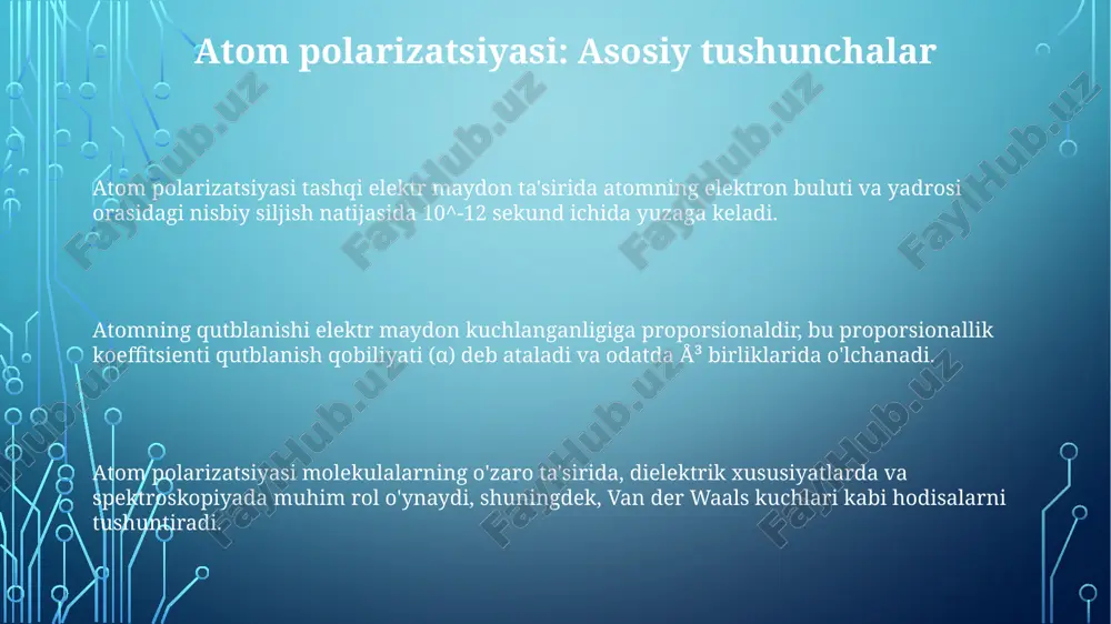 atom polarizatsiyasi va dipol momenti - Page 3