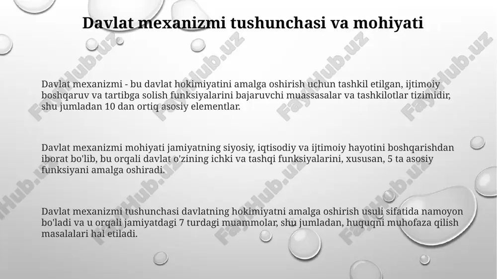 adi. ijro etuvchi organlar ijro etuvchi organlar hukumat tomonidan boshqariladi va vazirliklar, davlat qo‘mitalari, agentliklar kabi turli tuzilmalarni o‘z ichiga oladi, ularning har biri o'ziga xos sohalarda siyosatni amalga oshiradi. ijro etuvchi hokimiyat tizimi qonunlarni ijro etish, davlat byudjetini boshqarish va tashqi siyosatni olib borish kabi muhim vazifalarni bajaradi, shu bilan birga 100 dan ortiq normativ-huquqiy hujjatlar ishlab chiqiladi. mahalliy ijro etuvchi organlar viloyatlar, tumanlar va shaharlar hokimliklari orqali amalga oshiriladi, ular o'z hududlarida iqtisodiy, ijtimoiy va madaniy rivojlanishni ta'minlash uchun 50 ga yaqin vakolatga ega. sud hokimiyati organlari konstitutsiyaviy sud qonunlarning konstitutsiyaga muvofiqligini tekshiradi, 9 nafar sudyadan iborat bo'lib, ular 10 yillik muddatga oliy majlis tomonidan tayinlanadi va mamlakatda qonuniylikni nazorat qiladi. sud hokimiyati organlari qonun ustuvorligini ta'minlaydi va fuqarolarning huquqlarini himoya qiladi, qonunchilikka muvofiq nizolarni hal etadi, shuningdek, 20 dan ortiq turli sudlar faoliyat ko'rsatadi. oliy sud fuqarolik, jinoyat va iqtisodiy ishlar bo'yicha oxirgi instansiya hisoblanadi, barcha sudlar …