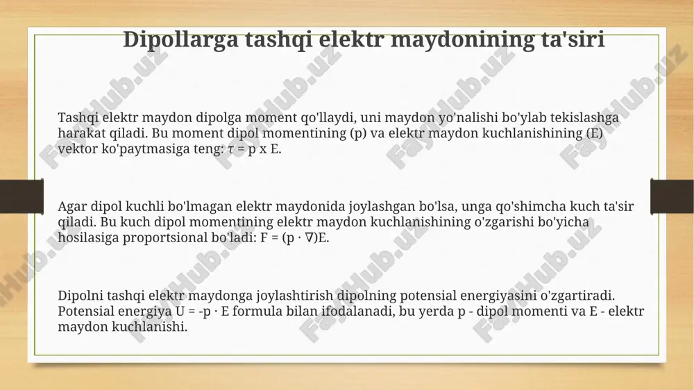 dipollarga tashqi elektr maydonining ta'siri - Page 3