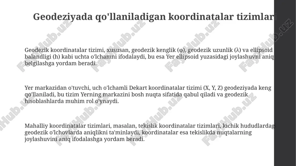 geodeziyada qo'llaniladigan koordinatalar tizimlari - Page 3