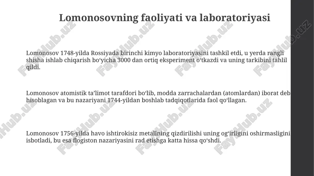 lompnosovning faoliyati, labaratoriyasi.berseliusning kimyo analiz sohasidagi ishlari - Page 3