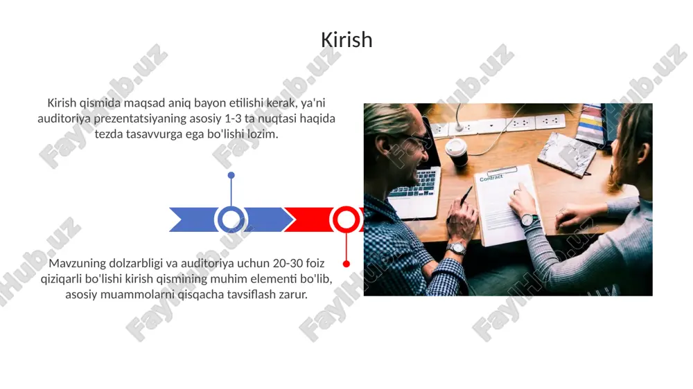 ilgan vaqt (masalan, 15 daqiqa) va muhokama qilinadigan aniq savollar keltirilgan bo'lishi zarur. konfliktlarni hal qilish konfliktlarni hal qilishda 1-bosqich - bu muammoni aniqlash va tomonlarning manfaatlari 24 soat ichida aniqlanadi. empatiya va faol tinglash, 70% holatlarda konfliktni yumshatadi, tomonlarning pozitsiyalarini tushunishga yordam beradi. xulosa xulosa, taqdimotning 10% qismini tashkil etishi kerak, unda asosiy topilmalar va argumentlar jamlanadi, lekin yangi ma'lumotlar 0% bo'lishi kerak. xulosada oldingi bo'limlardagi 3 ta muhim dalilni takrorlash va ularning o'zaro bog'liqligini tushuntirish professional tasurot qoldiradi. e'tiboringiz uchun rahmat image3.png image5.jpg image6.jpg image7.jpg image8.jpg image9.jpg image10.jpg image11.jpg image12.jpg image13.jpg image14.jpg image15.jpg image16.jpg image1.jpeg image2.jpeg