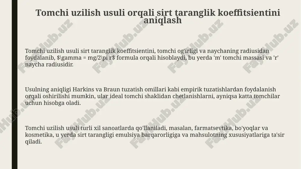 sirt taranglik koeffitsiyentini tomchi uzilish usuli bilan aniqlash - Page 3