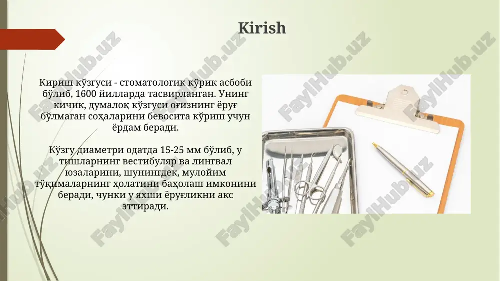 ko’rik uchun stomatologik asboblarning umumiy to’plami - Page 3