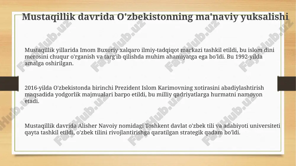 mustaqillik davrida oʻzbekistondagi maʼnaviy va madaniy rivojlanish - Page 3