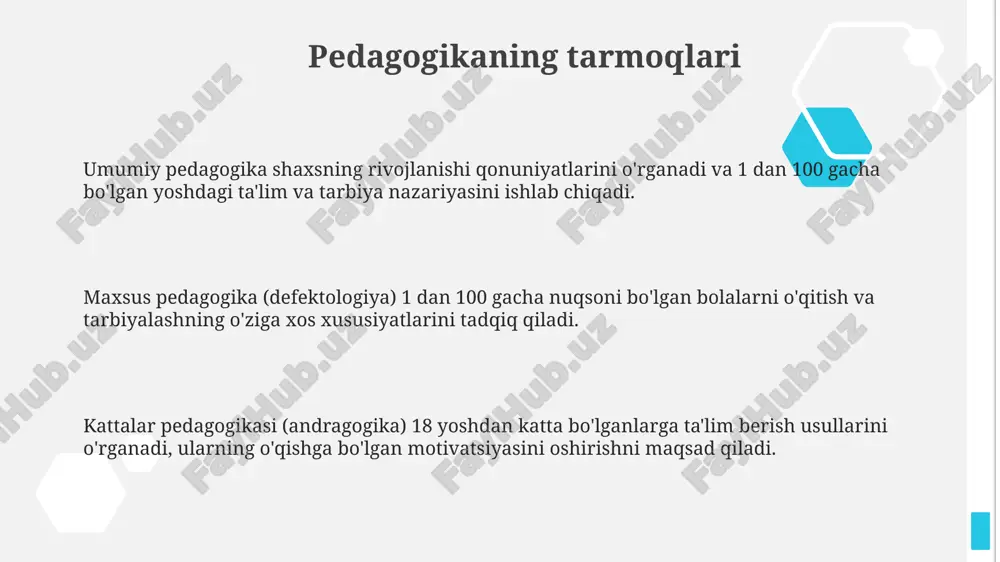 pedagogika modulining tarmoqlari - Page 3