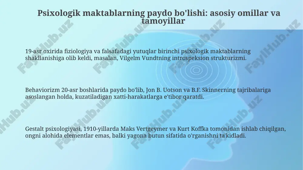 psixologik maktablarning yuzaga kelishi tarixi - Page 3