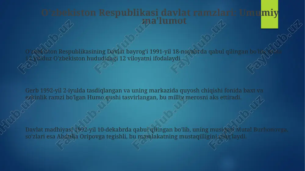 o'zbekiston respublikasi davlat ramzlari: umumiy ma'lumot - Page 3
