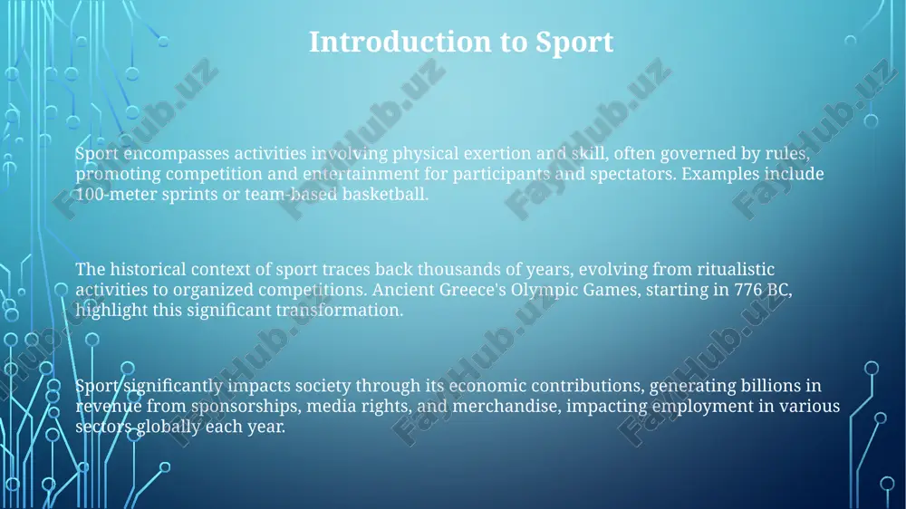 ood, leading to a 20-50% decrease in depression symptoms. team sports cultivate a sense of belonging and social connection, crucial for mental health, with studies revealing a 30% lower risk of loneliness and improved self-esteem among team sport participants. the economic impact of sport hosting major sporting events like the olympics can generate billions in revenue through tourism, sponsorships, and media rights, boosting local economies by approximately 1-3% in the short term. the sports industry supports millions of jobs globally, encompassing professional athletes, coaches, facility managers, and retail workers, creating an economic ripple effect valued at over $500 billion annually. investment in sports infrastructure, such as stadiums and arenas, stimulates economic growth by creating construction jobs and attracting further commercial development in surrounding areas, with roi potentially reaching 10-15%. sport and society the 'economic impact' of professional sport is significant, with major events like the olympics generating billions in revenue …