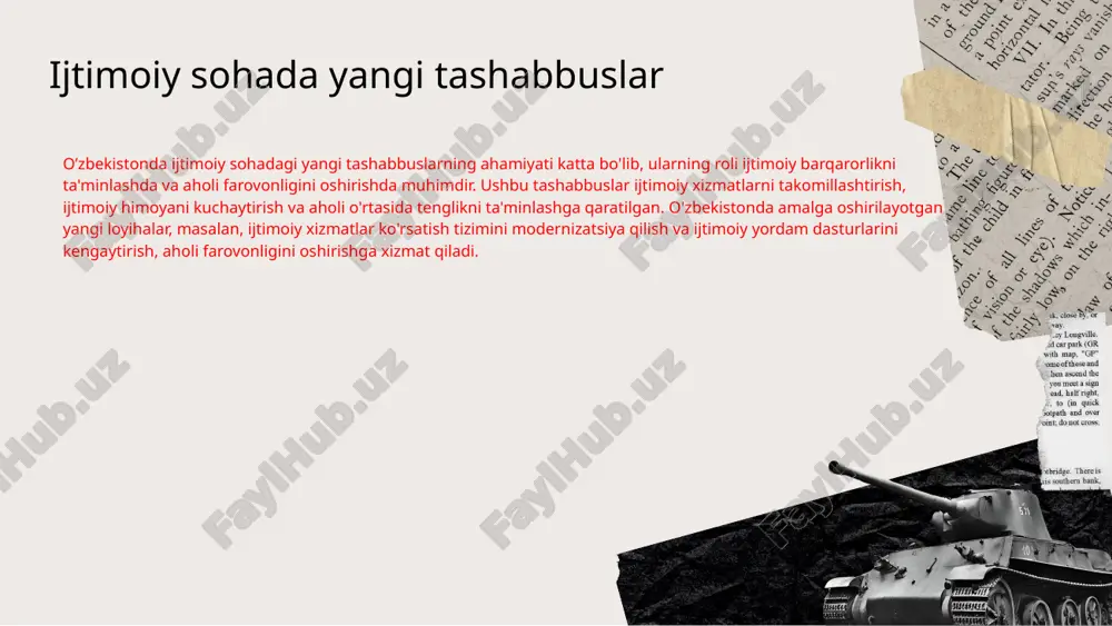 ga, ijtimoiy adolatni ta’minlashga va innovatsion xizmatlarni joriy etishga xizmat qiladi. ushbu o’zgarishlar, ijtimoiy xizmatlar va ta’lim tizimida yangi imkoniyatlar yaratadi. kutilayotgan natijalar, aholi farovonligini oshirish va ijtimoiy barqarorlikni ta'minlashdir. rivojlanish yo’nalishlari ijtimoiy sohada rivojlanish yo’nalishlari iqtisodiy barqarorlik, ta'lim va sog'liqni saqlashni yaxshilash, ijtimoiy himoyani kuchaytirish va adolatni ta'minlash kabi omillar atrofida shakllanmoqda. ushbu yo’nalishlar davlat siyosati, global tendentsiyalar va jamiyat ehtiyojlarini hisobga olgan holda rivojlanadi. o'zgarishlar yangi imkoniyatlar, masalan, innovatsion texnologiyalar va raqamli xizmatlarni takomillashtirish kabi imkoniyatlar yaratadi. biroq, ijtimoiy tenglikni ta'minlashda, ijtimoiy infratuzilmani rivojlantirishda qiyinchiliklar va resurslar yetishmovchiligi kabi muammolar ham mavjud. ijtimoiy sohada innovatsion yondashuvlar ijtimoiy sohada innovatsion yondashuvlar yangi texnologiyalar va metodlarni qo‘llash orqali xizmatlarni samarali qilishga yordam beradi. raqamli platformalar va ma'lumotlar tahlili ijtimoiy jarayonlarni tezlashtiradi va resurslarni tejash imkonini yaratadi. photo by vinayak sharma on unsplash xulosa ijtimoiy sohadagi yangi tashabbuslar aholi farovonligini oshirishga qaratilgan bo'lib, o'zbekistonda amalga oshirilayotgan ijtimoiy loyiha misollari hamda ularning …