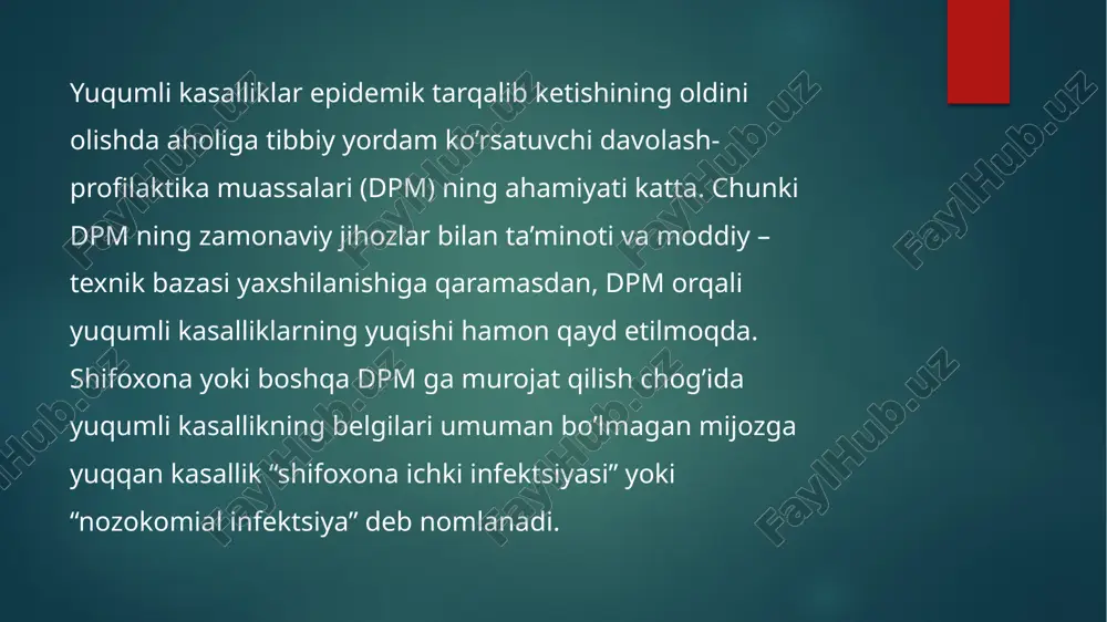 iversal choralar tavsiyasiga muvofiq ko'rsatiladi. tanlovi bir necha omillarga bog'liq: foydalanish maqsadi, materiallar, o'lchovlar va atrof-muhit masalalari. nitril, lateks yoki vinildan tayyorlanishi mumkin. steril bo'lmagan yagona ishlatiladigan qo'lqoplar muntazam qisqa muddatli faoliyat uchun mo'ljallangan va steril qo'lqoplar maksimal aseptik sharoitlarni talab qiladigan invaziv vositalarni bajarish uchun mo'ljallangan. shaxsiy himoya uskunalaridan tashqari sog'liqni saqlash xodimlari o'tkir narsalarni ishlash qoidalariga qat'iy amal qilishlari kerak; ayniqsa, skalpellar bilan ishlaydigan igna ignalari va boshqalar ishlatiladi. sog'liqni saqlash xodimlari qarshi emlash uchun katta ahamiyatga ega firma b, difteriya, qizamiq, qizilo'ngach, qizilcha, poliomielit va boshqalar lateks yoki nitril qo'lqoplar malakani yoki qo'lda qobiliyatni talab qiladigan muolajalarni bajarish uchun afzaldir. qo'lqoplardan foydalanish qo'llarni yuvishga to'sqinlik qilmaydi. kasallarni parvarish qilish vaqtida oqilona ishlatish mikrorganizmlar tarqalish xavfini kamaytiradi, shu bilan birgalikda boshqa hududlarni ifloslanishini cheklash va cheklash uchun "toza" dan "ifloslangan" moddalarga ta'sir qilish tamoyillarini kuzatish, bu esa o'zaro bog'liqlikning oldini olishga olib keladi. buni hisobga olish tavsiya etiladi. …