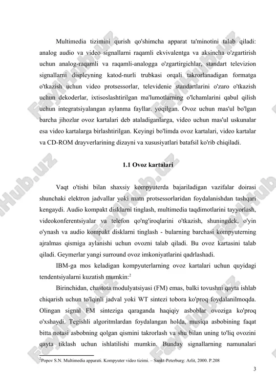 yoki wt sintezi tobora ko'proq foydalanilmoqda. olingan signal fm sinteziga qaraganda haqiqiy asboblar ovoziga ko'proq o'xshaydi. tegishli algoritmlardan foydalangan holda, musiqa asbobining faqat bitta notasi asbobning qolgan qismini takrorlash va shu bilan uning to'liq ovozini qayta tiklash uchun ishlatilishi mumkin. bunday signallarning namunalari qurilmaning faqat o'qish uchun mo'ljallangan xotirasida (rom) saqlanadi yoki dasturiy ta'minot orqali ovoz kartasining tasodifiy kirish xotirasiga (ram) yuklanadi.[footnoteref:3] [3: popov s.n. multimedia apparati. kompyuter video tizimi. - sankt-peterburg: arlit, 2000. p.260] arzonroq taxtalar ko'pincha sinus to'lqinlari yordamida chastotali modulyatsiyalangan sintezdan foydalanadi, bu esa eng so'nggi avlod arkada o'yinlariga xos bo'lgan tovush va shovqinni aks ettiruvchi mukammal aniq asbob tovushlarini beradi. bortdagi to‘lqin shakli sintez chipi musiqa asboblari va tovush effektlarining oldindan yozib olingan, raqamlashtirilgan namunalarini saqlaydi. natijalar aniq: musiqiy yozuvlar ishonchliroq, qimor o'yinchilari esa ko'proq hayratda. ensoning 1984 yilda wt sintezini amalga oshirishda kashshof bo'ldi. tez orada wt sintezatorlari emu, korg, roland va yamaha kabi mashhur …