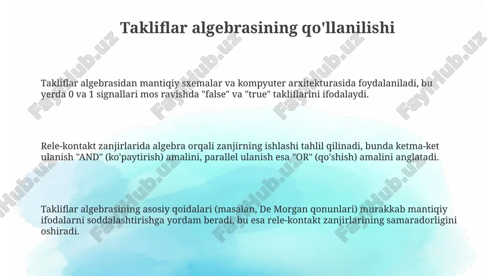 takliflar algebrasining qo'llanilishi - Page 3