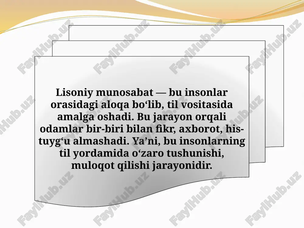 liklar orasida pog‘onali munosabat ham mavjuddir. pog‘onali munosabat deganda birliklarning boshqasi tomonidan qamrab olinishi tushuniladi. masalan, salim va karim so‘zlari erkak kishilarning ismi bo‘lib, ayollarning ismi bo‘lgan halima so‘ziga qarama qarshi turadi. lekin ularning barchasini [ism] lekse-masi qamrab oladi. [ism] leksemasi esa, [nom] leksemasi bilan birgalikda, [ot] leksemasi tomonidan qamrab olinadi. avvalgi pog‘onali munosabatda [daraxt] butunni va qolganlari qismni ifodalab, keyingisida [daraxt] turni ifodalasa, mevaning muayyan nomlarini ifodalovchi birliklar turning ko‘rinishlari - jinslar sifatida namoyon bo‘ladi. ikkinchi munosabatdagi birliklar [daraxt] leksemasining xususiy ko‘rinishlari - juziylashishidir. birinchisida esa bunday munosabat mavjud emas. shu boisdan «gilos daraxtdir» tarzidagi hukmni aytish mantiqiydir. biroq «ildiz daraxtdir» deyish mumkin emas. lisoniy munosabatda nutq madaniyati muhim ahamiyatga ega. nutq madaniyati quyidagilarni o‘z ichiga oladi: to‘g‘ri talaffuz aniq fikrlash va ifoda hurmatli muomala qoida asosida muloqot qilish tilshunoslikda iisoniy birlikning butun-bo'lak munosabati partonimik (part - qism, bo'lak), tur-jins munosabati giponimik munosabat deyiladi. partonimik munosabatga kirishuvchi qismni ifodalovchi …