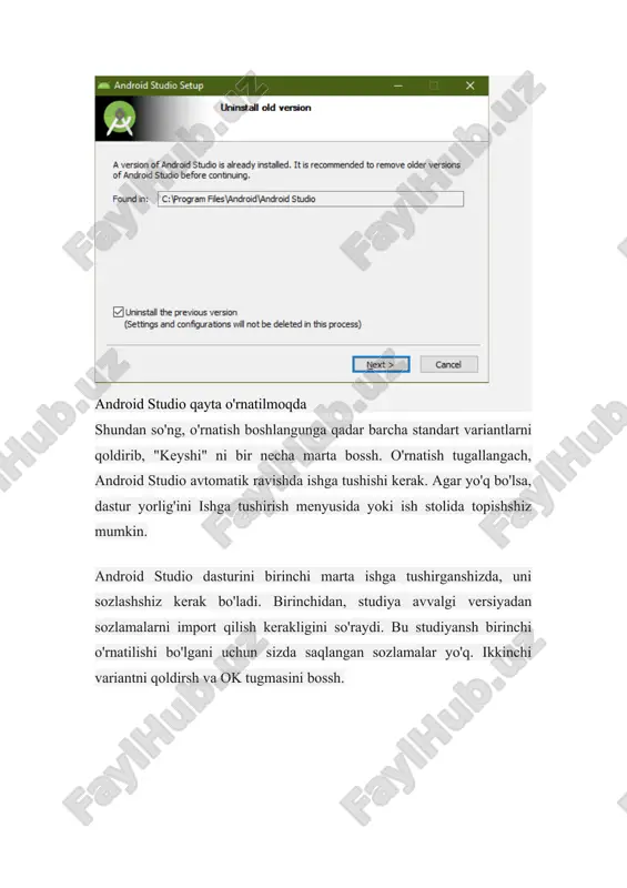 i bilan bossh va "hammasini chiqarib tashlash ..." ni tanlang. · flutter sdk uchun joyni tanlang (masalan, c:\src\flutter). yo'lda hech qanday maxsus belgilar yoki bo'shliqlar mavjud emasligiga ishonch hosil qilsh. 3-qadam: tizim yo'lini yangilang flutter buyruqlarini istalgan terminal oynasidan ishga tushirish uchun flutter sdk ni path muhit o‘zgaruvchisiga qo‘shishshiz kerak. 1. ochiq muhit o'zgaruvchilari · win + sqidiruv panelini ochish uchun bossh va "env" deb yozsh. · "tizim muhiti o'zgaruvchilarini tahrirlash" ni tanlang. 2. atrof-muhit o'zgaruvchilarini tahrirlash · tizim xususiyatlari oynasida "atrof-muhit o'zgaruvchilari ..." tugmasini bossh. · "tizim o'zgaruvchilari" ostida patho'zgaruvchini topsh va uni tanlang. "tahrirlash..." tugmasini bossh. 3. yangi yo‘l qo‘shsh · "yangi" tugmasini bossh va katalogga yo'lni qo'shsh flutter\bin(masalan, c:\src\flutter\bin). · barcha oynalarni yopish uchun "ok" tugmasini bossh. 4-qadam: windows uchun git-ni o'rnatsh flutter ba'zi operatsiyalar uchun git-ga tayanadi, shunsh uchun siz git-ni o'rnatishshiz kerak. 1. windows uchun git-ni yuklab olsh · windows uchun git veb-saytiga o'tsh . …