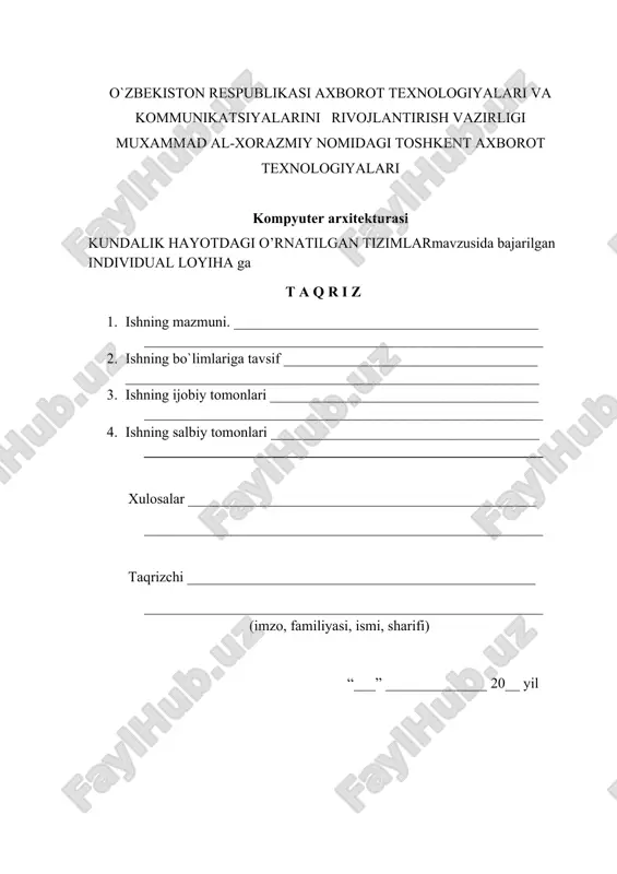 kirish loyiha ishining dolzarbligi.har kuni dunyo tobora ko'proq raqamli, bog'langan va avtomatlashtirilgan bo'lib bormoqda, ammo bu o'zgarishga nima imkon beradi? ko'pgina hollarda, bu ko'pincha e'tibordan chetda qoladigan texnologiya: o'rnatilgan tizimlar. o'rnatilgan tizimlar zamonaviy hayotning deyarli barcha jabhalarida rol o'ynaydi. ular bizning bo'sh vaqtimizni qanday o'tkazishimizga, qatnov yo'limizga va biznes yuritishimizga ta'sir qiladi. ushbu maqolada biz sizga nimadirni "o'rnatilgan tizim" nima qilishini ko'rib chiqamiz va kontseptsiyani uyga olib borishga yordam beradigan o'rnatilgan tizimlar uchun umumiy foydalanish holatlariga to'xtalamiz. o'rnatilgan tizim nima? 1-rasm o'rnatilgan tizimlarning atrofimizdagi dunyoga ta'sirini tushunish uchun, avvalo, o'rnatilgan tizim nima ekanligini aniqlashimiz kerak. muxtasar qilib aytganda, o'rnatilgan tizimning ta'rifi "kattaroq tizimning bir qismi sifatida muayyan vazifani yoki vazifalar to'plamini bajarishga bag'ishlangan kompyuter tizimi". avvaliga bu ta'rifni tushunish qiyin bo'lishi mumkin, shuning uchun biz uni kontseptsiyalashda yordam berishga harakat qilamiz. umumiy ko'rsatma sifatida umumiy maqsadli kompyuterlar bo'lmagan hisoblash qurilmalari (ya'ni mikroprotsessor yoki mikrokontrollerli qurilma) o'rnatilgan tizim deb hisoblanishi mumkin. …