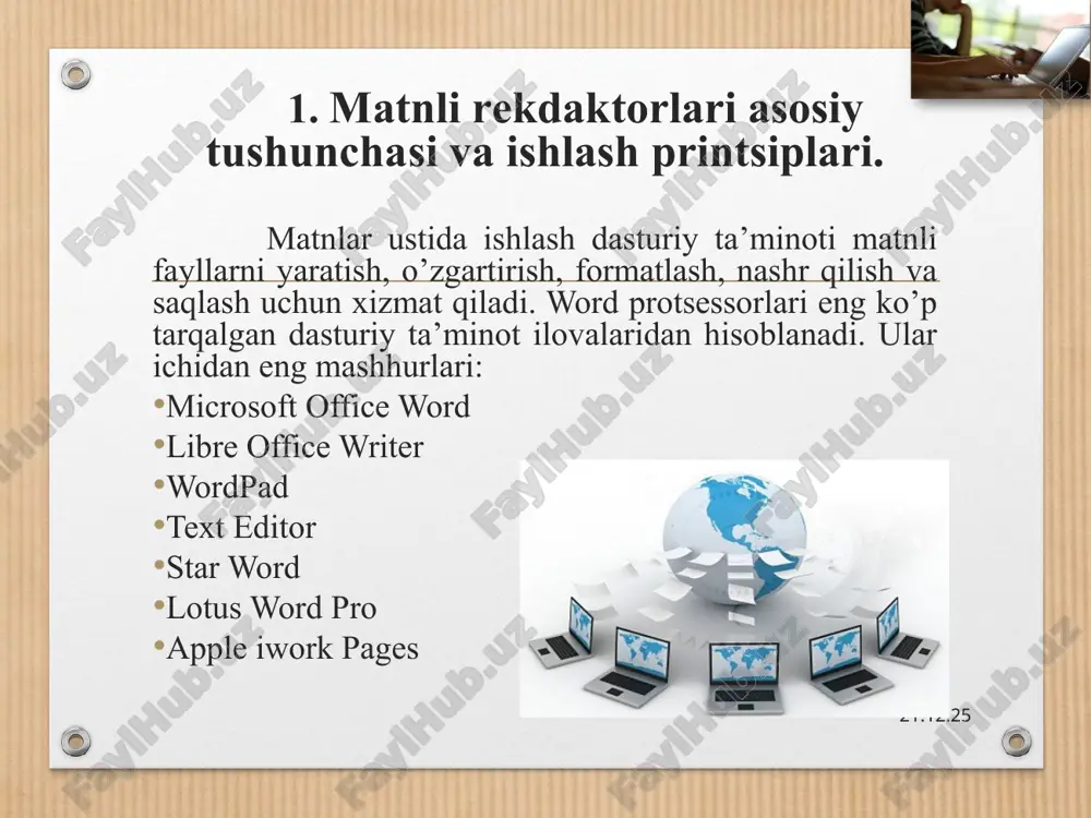 айт akelpad.sourceforge.net/ru * текстовый процессор openoffice * apache openoffice - bu ochiq kodli ofis dasturiy ta'minoti to'plami, bu ibm lotus symphony dasturlar to'plamiga asoslangan bo'lib, kengaytmalar, shablonlar, tijorat yordamini o'z ichiga oladi. bu microsoft office va libreoffice bilan mos keladi bu microsoft word va wordperfect hujjatlari, microsoft excel va lotus 1-2-3 jadvallari va microsoft powerpoint va apple keynote taqdimotlari bilan mos keladi. faylning asosiy formati opendocument format (odf) bo'lib, u libreoffice dasturida ham qo'llaniladi c ++ va java dasturlash tillarida yozilgan apache openoffice - bu 64 bitli va 32 bitli arxitekturada ishlaydigan linux, windows va mac os x operatsion tizimlarini qo'llab-quvvatlaydigan platformadan mustaqil dastur. bundan tashqari, u freebsd, solaris (x86 / sparc), os / 2 va mac os x powerpc-ga muvaffaqiyatli ko'chirildi. apache openoffice 170 dan ortiq tillarga tarjima qilingan bo'lib, c ++ stl tizimi, api birlashtirilgan menyusi va python dasturlash tilini qo'llab-quvvatlaydi. bu erda taniqli libreoffice offis to'plami ushbu …