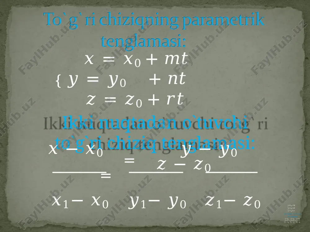 tekisliklar va to'g'ri chiziqlarning kanonik tenglamasi - Page 3